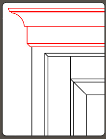 Stacked crown molding design using WalzCraft 119 wood crown molding and 1044 scribe molding