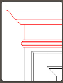 Crown molding using WalzCraft 155 crown molding and 1202 accent molding