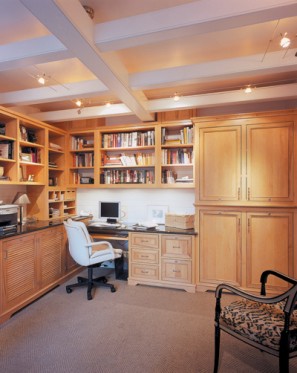 Designed by Kristen Breitzman - Custom Built Home Office Maple Cabinetry