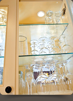 Glass Shelving in Cabinets