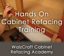 Learn how to refacing cabinets at the WalzCraft Cabinet Refacing Academy