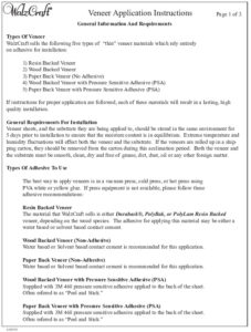 Refacing Materials Application Instructions