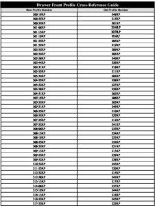 Drawer Front Profile Cross Reference Guide
