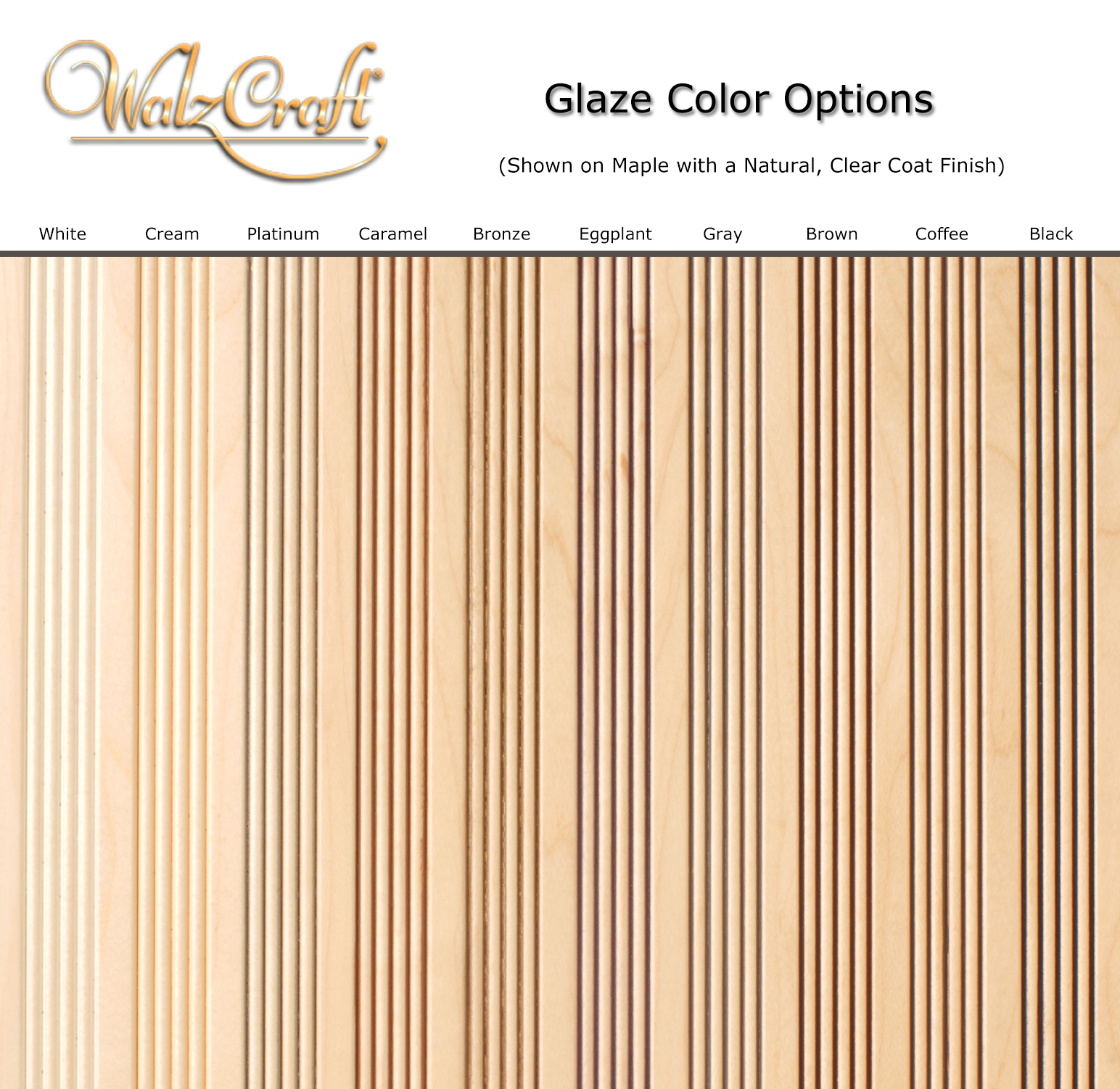 Enlarged View - Glaze Color Options On Maple With A Natural (Clear Coat) Finish