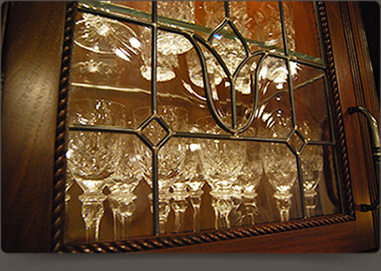 cabinet glass - decorative glass, leaded glass and glass shelves