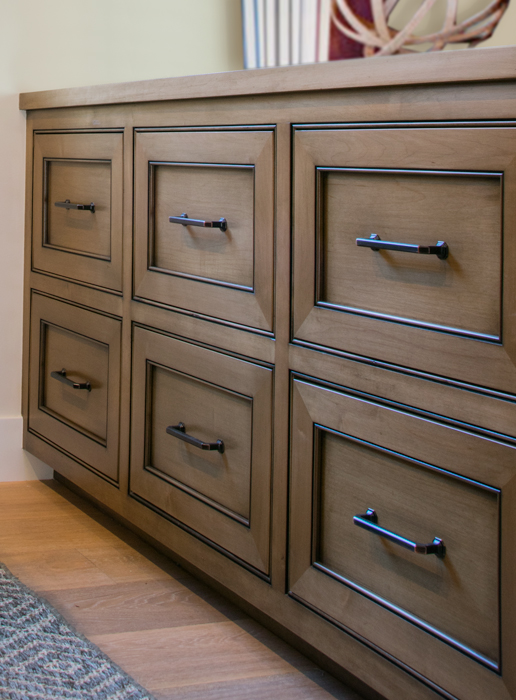 Built-In Office Furniture with Mitered Drawers