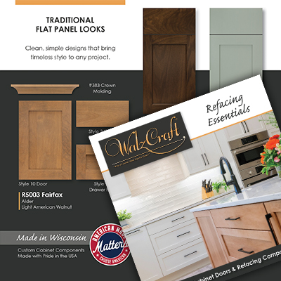 08/2026 - The WalzCraft Refacing Essentials Booklet features popular cabinet door styles & refacing products, designed for our customers to share with their clients.